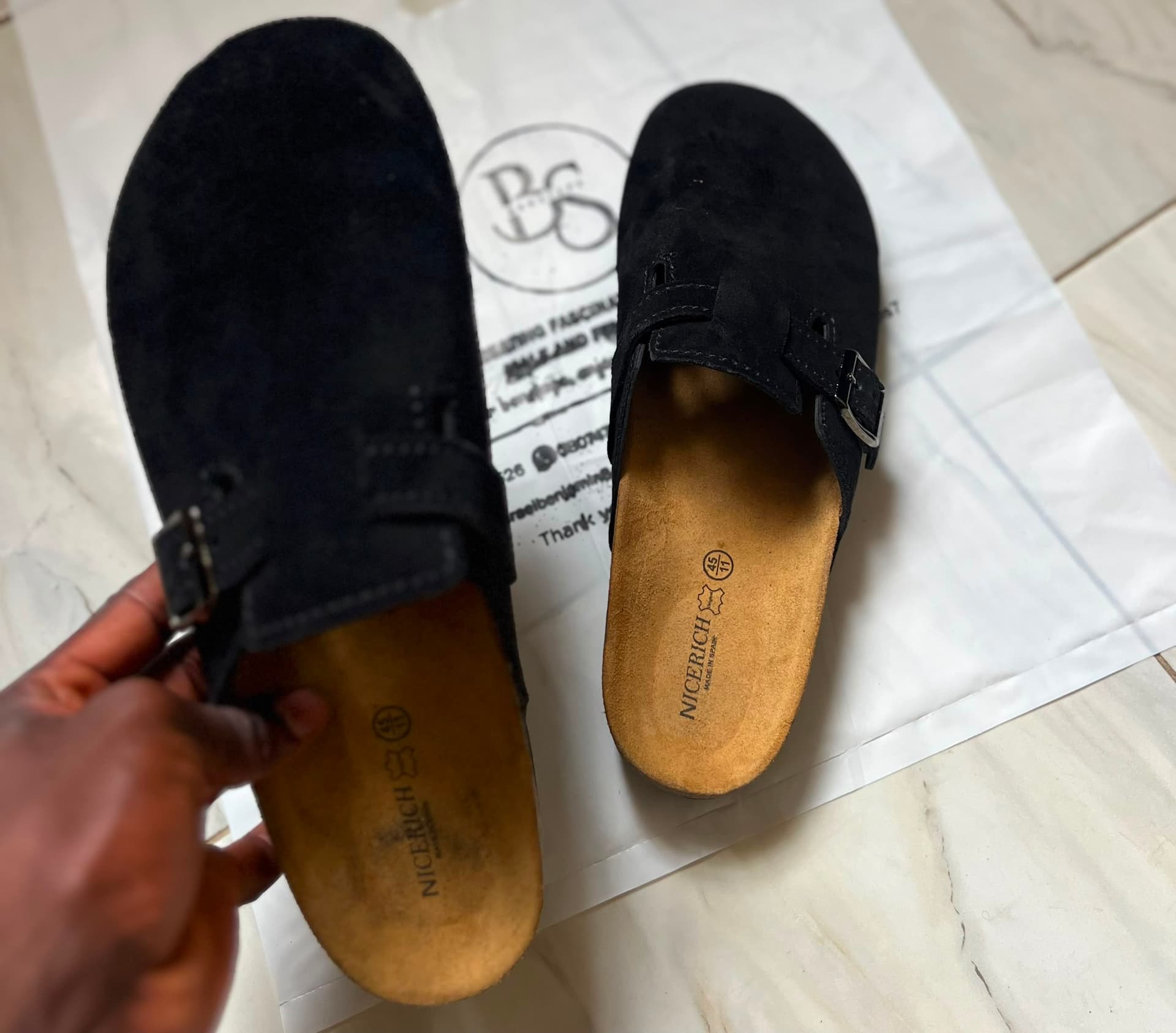 Suede Buckle Mule