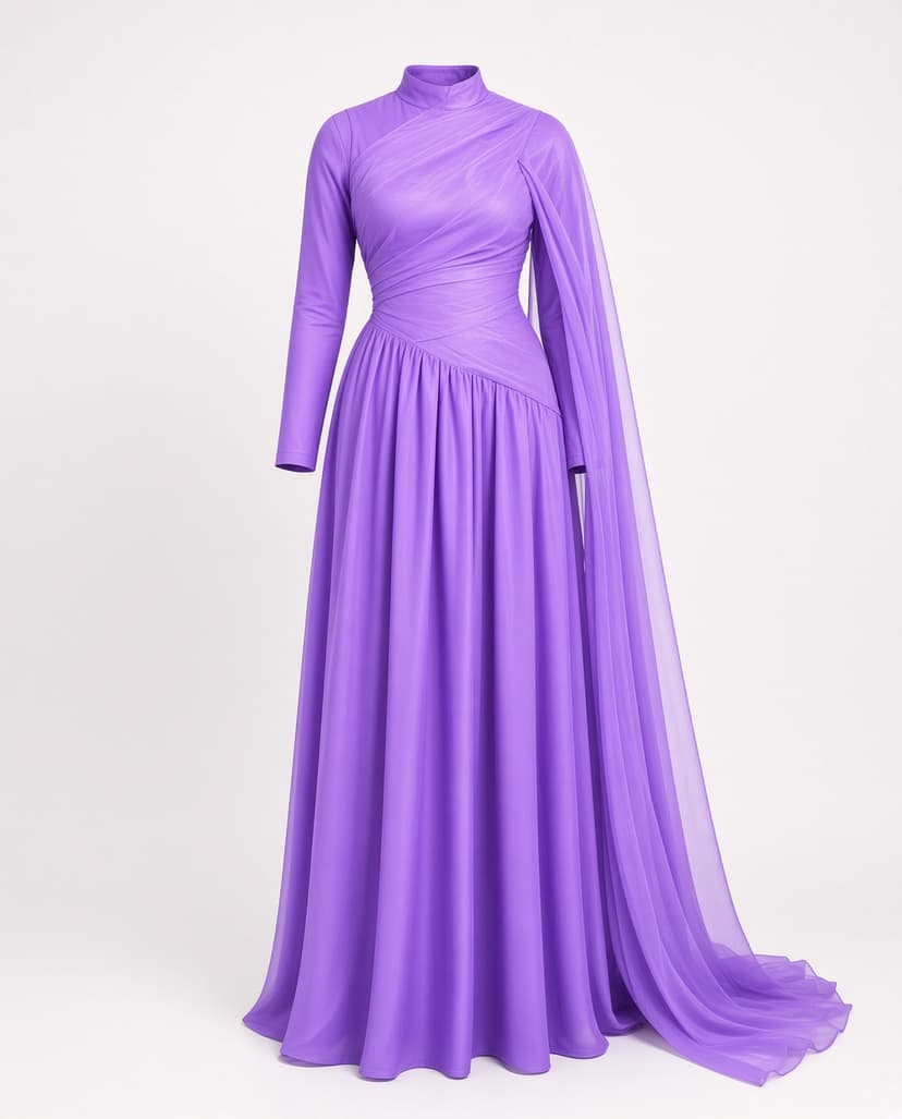 Lilac Cape Sleeve Gown