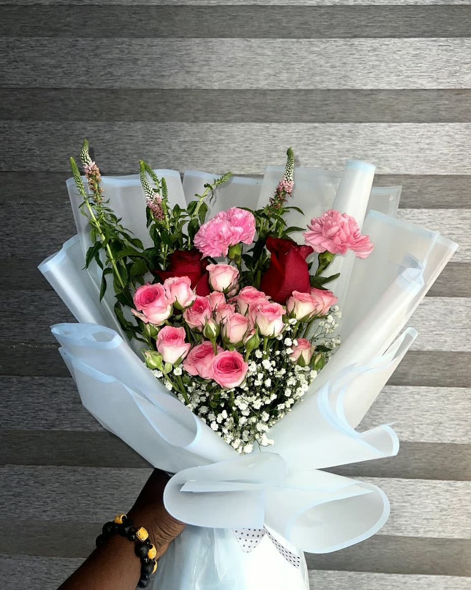 Rose & Veronica Hand-Tied Bouquet